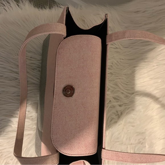 KATE SPADE PINK GREY HANDBAG MEDIUM SATCHEL PURSE FABRIC, CLASSIC STYLE - Picture 13 of 16